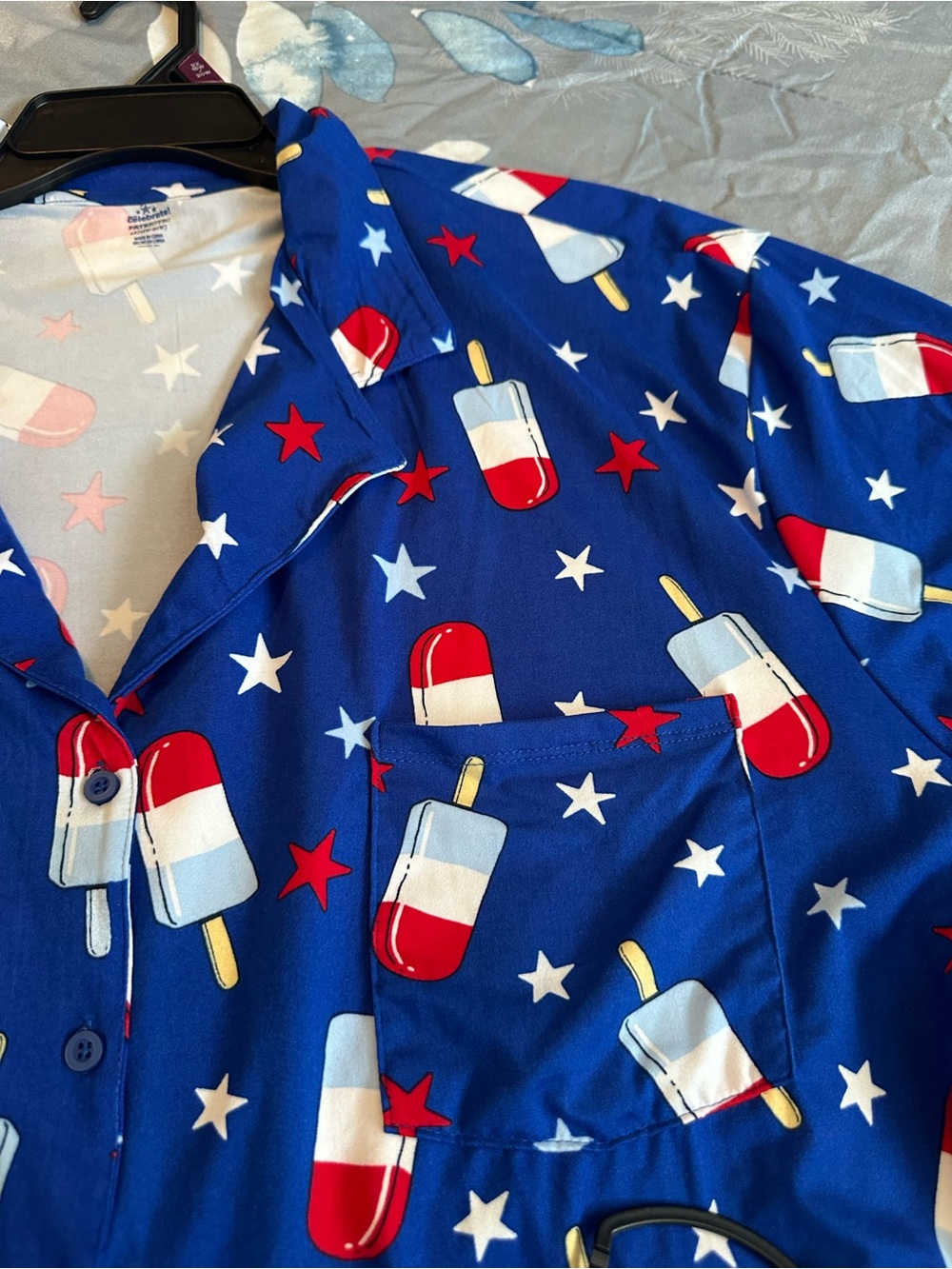 NWTS Celebrate Patriotic Women’s Blue Popsicle Print Short Pajama Set Sz 2X - Picture 4 of 10